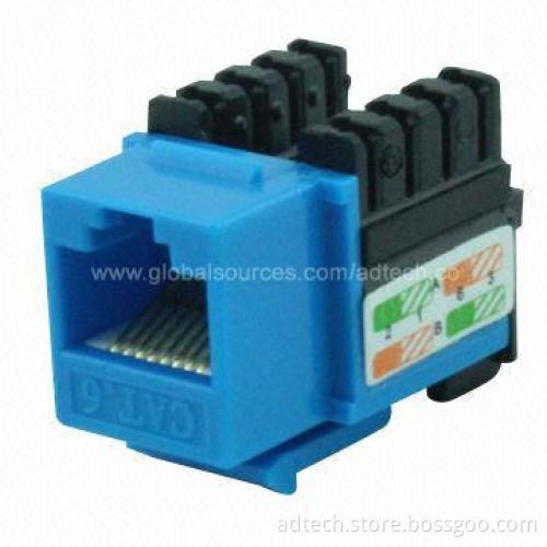 UL-approved UTP Cat6 RJ45 Keystone Jack in Blue and Black Color and Slim Type